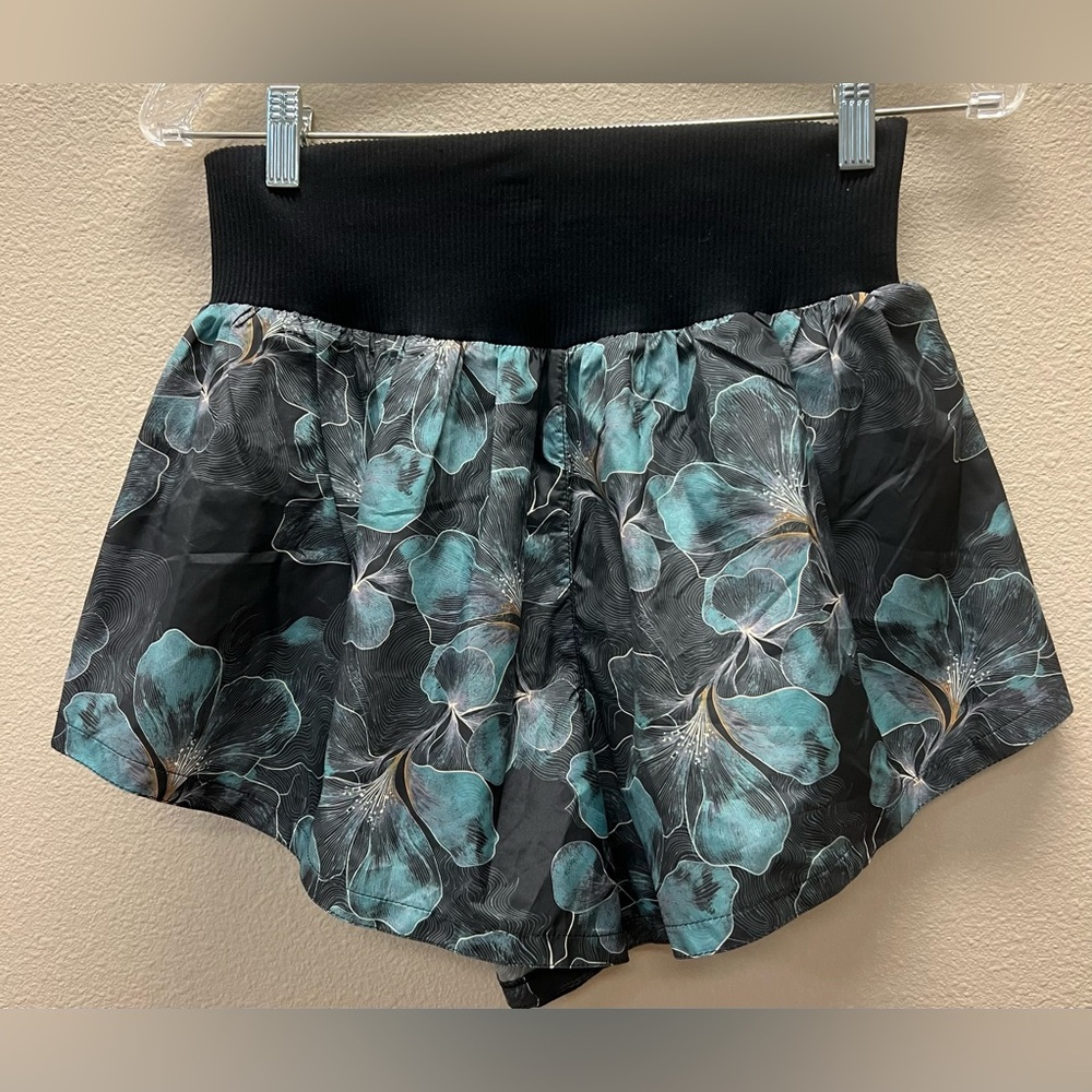 FP Movement by Free People New/Tags Medium Black and Teal Floral Athletic Shorts - Picture 9 of 9